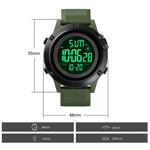 Мужские спортивные часы Skmei 1508 (Зеленый с белым) - фото 6