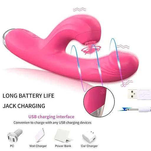 Вибратор с 20 режимами стимуляции клитора и точки G USB 21,3 см Красный - фото 5