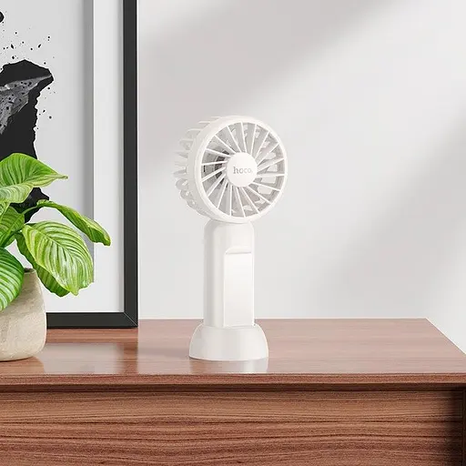 Портативный ручной вентилятор Hoco HX60 на аккумуляторе 1200mAh с ручкой мини ветродуйка Белый - фото 9