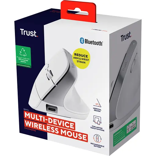 Мишка Trust Bayo+ Ergonomic Wireless/Bluetooth White (25399) - фото 8