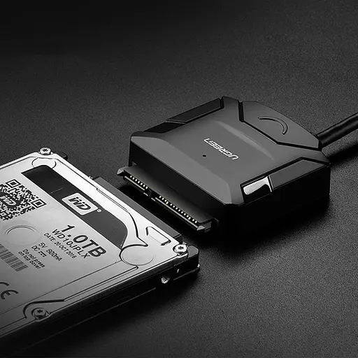 Перехідник Ugreen USB 3.0 Type-A SATA III F + DC Adapter CR108 чорний - фото 5