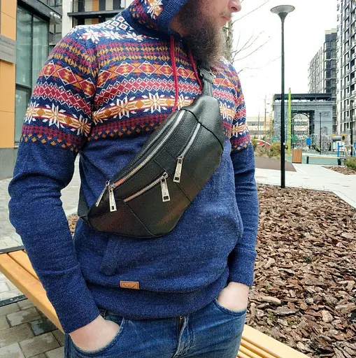 Кожаная мужская сумка на пояс TARWA sum0025940 - фото 2