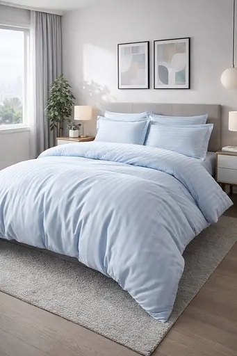 Комплект постельного белья евро 200х220 сатин голубой TC303376209 - фото 1