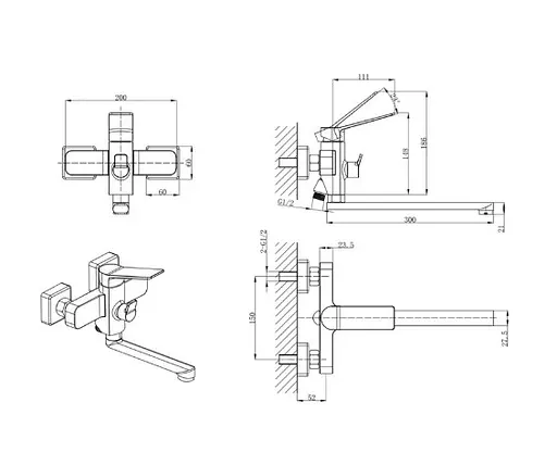 Змішувач для ванни Mixxus Wilson 006 Euro (MI7131) - фото 2