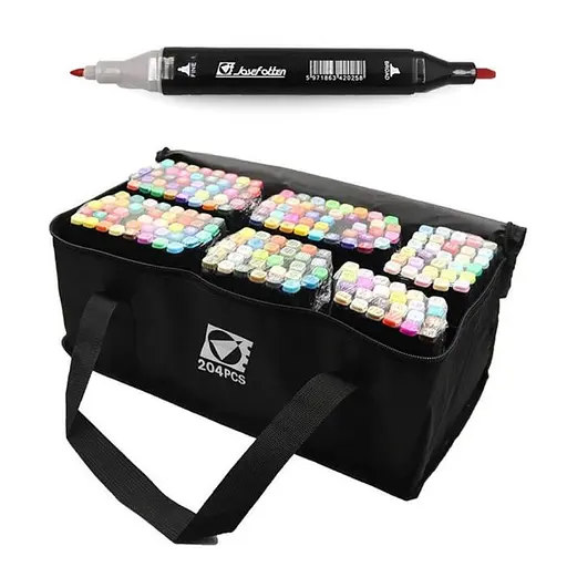 Набір скетч-маркерів двосторонніх Bambi ST40664 в наборі 204 штуки - фото 1