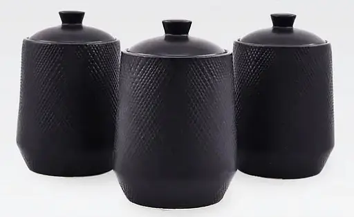 Набір із 3-х керамічних баночок Maestro MR-20002-03CS ємності для сипучих продуктів Чорні - фото 1