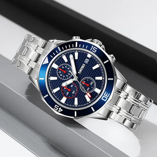 Наручний годинник чоловічий 9335SIBU Silver-Blue Skmei acs0030897 - фото 4