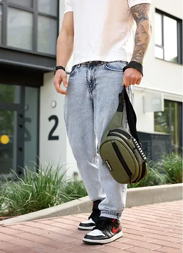 Сумка через плечо бананка Sambag Flex хаки 30×17×10 см (85351019m) - фото 4