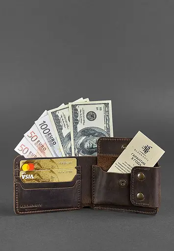 Мужской кожаный портмоне Zeus 9.0 темно-коричневый - фото 3