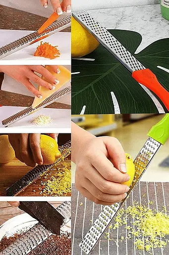 Тертка кухонна ручна дрібна для сиру шоколаду та цедри лимона з неіржавкої сталі 27.5 см Блакитний 88226 - фото 5