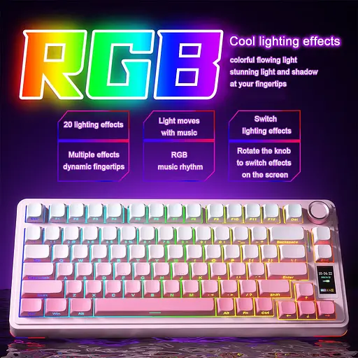 Механическая клавиатура AULA S75 Pro / 75% / Три режима подключения / Seyia Switch / Pink - фото 5