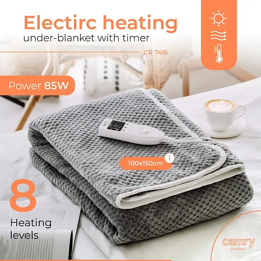 Электропростынь Camry CR 7416 с таймером односпальная 60 Вт 150x100 8 уровней нагрева автовыключ. - фото 7