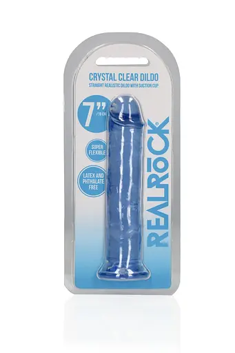 Фалоімітатор RealRock Crystal Clear Realistic Dildo 7'' 20 см блакитний - фото 5