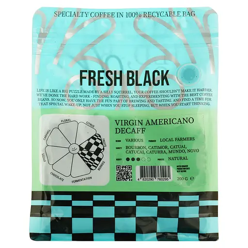  Кава в зернах без кофеїну Fresh Black Virgin Americano 200 г   - фото 4