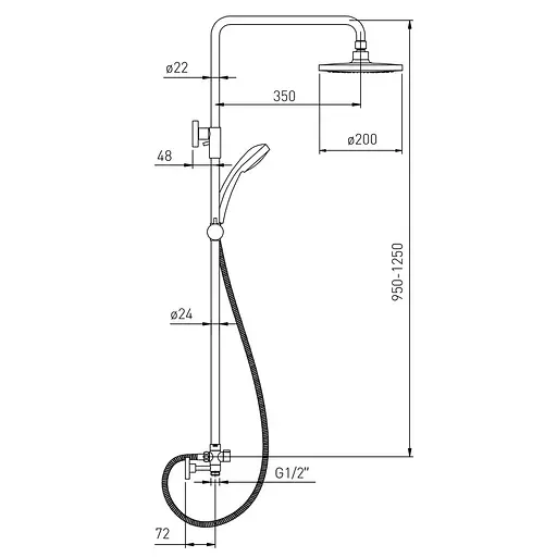 Душова система Volle Cromo Dios 1536.090101, Хром - фото 2