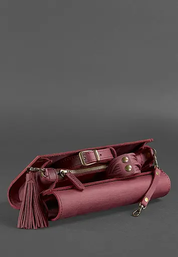 Шкіряна жіноча сумка Еліс бордова crazy horse - фото 7