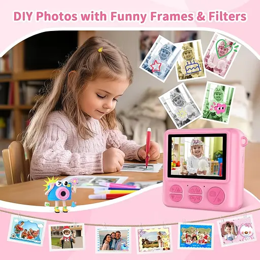 Дитяча камера Миттєвий друк, 2,4-дюймовий 1080P HD Цифрова камера для дітей з папером для друку та карткою 32G - фото 7