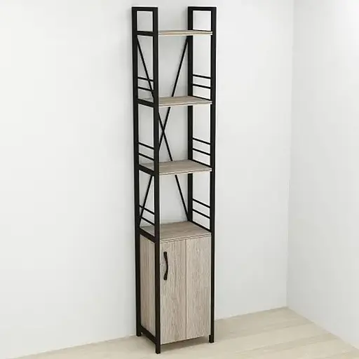 Этажерка 4/34 Ferrum-decor Серии Конект с тумбой 179x34x28 Черный ДСП Сонома Трюфель (FRD-104467)