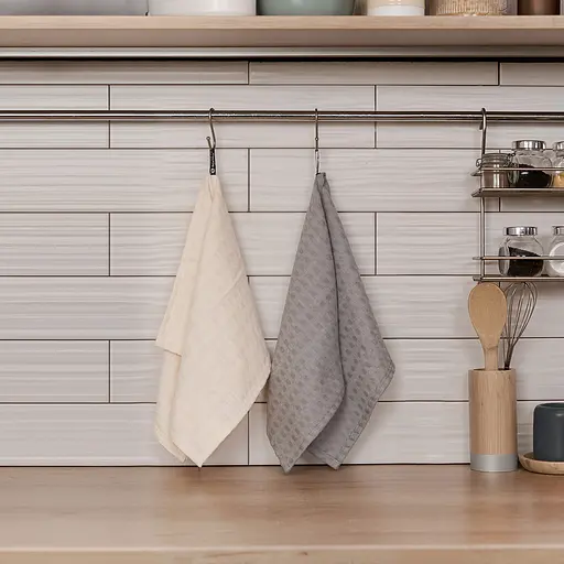 Набір вафельних рушників для кухні Sonex Cleo 40х60 см, 2 шт. сірий та бежевий (SO102550)  - фото 3