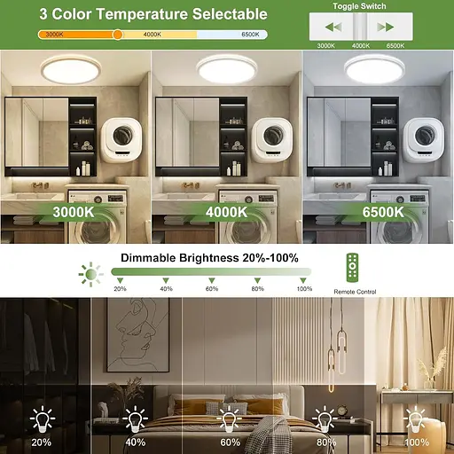 Світлодіодний світильник стельовий LEZOE з регульованою яскравістю і датчиком руху, 18 Вт, 1800 лм, радарний, з регульованою яскра - фото 2