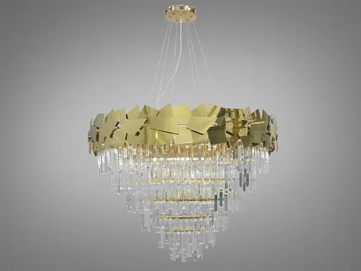 Элитная, магическая хрустальная люстра на 22 лампы, диаметром 80 см, цвет-золо - фото 1