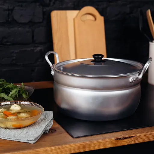 Кастрюля сферическая матовая алюминиевая с крышкой и двумя металлическими ручками 3.4 л, Interos Серый 86215 - фото 3