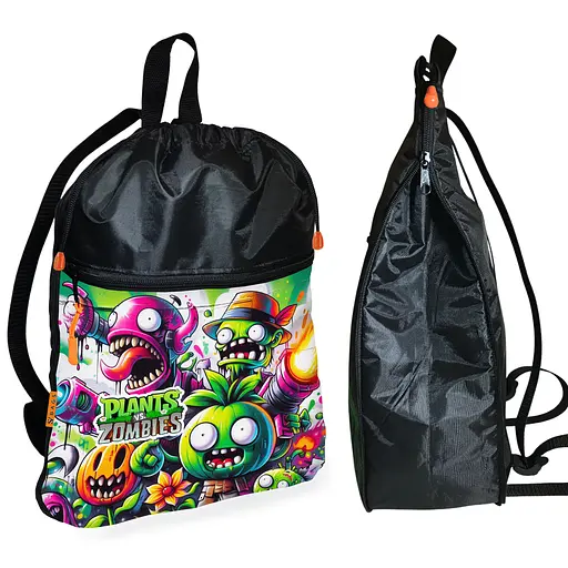 Рюкзак-мішок для взуття, спортивної форми Рослини Проти Зомбі дитяча сумка для змінки з розширювачем (01373)