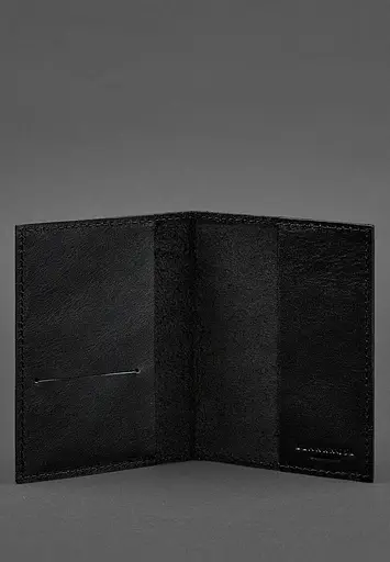 Кожаная обложка для паспорта и военного билета 1.2 черная Краст - фото 4