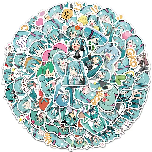 Стікерпак Хацуне Міку Набір наклейок GeekLand Hatsune Miku 60 штук - фото 1