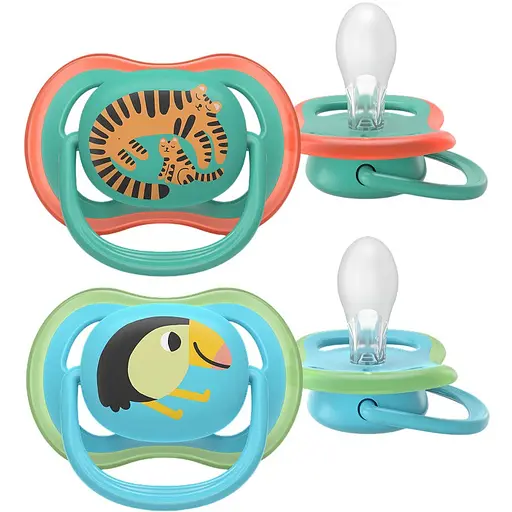 Пустышка Philips Avent Ultra Air 6-18 мес. 2 шт. голубой с зеленым (SCF087/11)