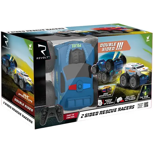 Машинка іграшкова Revolt Rescue Racers на радіокеруванні двостороння сіро-синя (TG1009BLUE) - фото 6