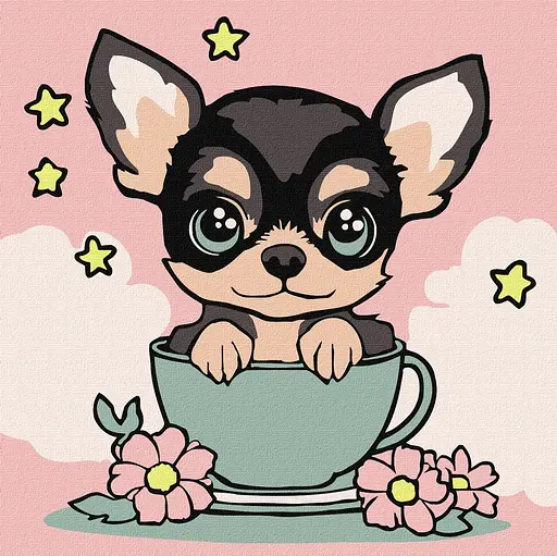 Набор для росписи по номерам для детей 5+ Милый щенок, Ideyka, 25x25 см, КНО6270