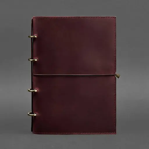 Кожаный блокнот А4 на кольцах (Софт-бук) 9.0 в мягкой бордовой обложке Crazy Horse - фото 7