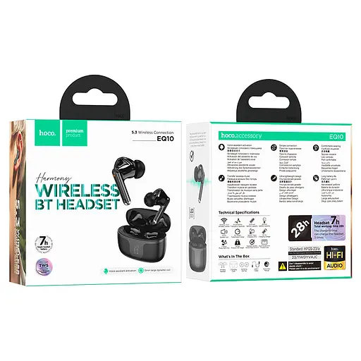 Бездротові навушники HOCO EQ10 Harmony true wireless BT headset Black - фото 6