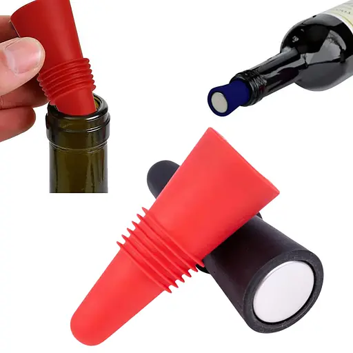 Пробка силіконова для пляшок вина та шампанського затичка багаторазова 6 см (2 шт. у комплекті), Kitchen Master Різні кольори 86912 - фото 3