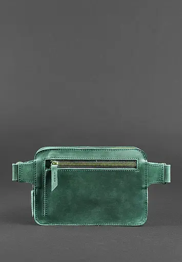 Шкіряна поясна сумка Dropbag Mini зелена Crazy Horse - фото 4