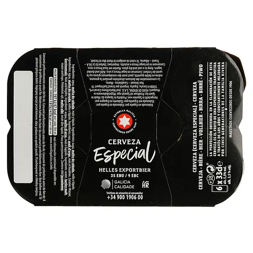 Упаковка пива Estrella Galicia Especial светлое 5.5% 1.98 л (0.33 л ж/б х 6 шт.) - фото 6