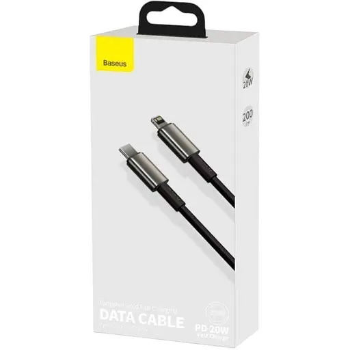 Кабель Baseus Tungsten Gold USB-C to Lightning 2m Black (CATLWJ-A01) [82115] - фото 5