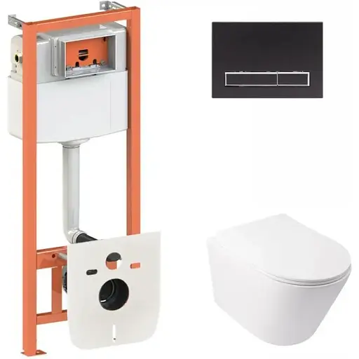 Набір Q-tap інсталяція 3 в 1 Nest QT0133M425 з панеллю змиву лінійною QT0111M08V1091MB + унітаз з сидінням Swan QT16335178W - фото 1