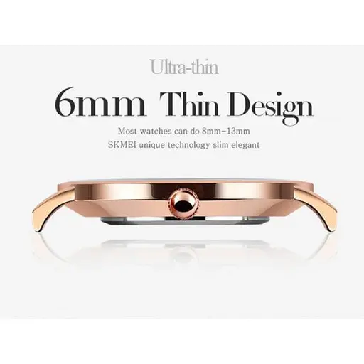 Женские ультратонкие часы Skmei 1185 (Золотистый) - фото 6