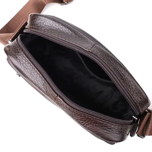 Горизонтальна зручна сумка з ручкою для чоловіків із натуральної шкіри Vintage 20х17х8 см sum0027476 - фото 6