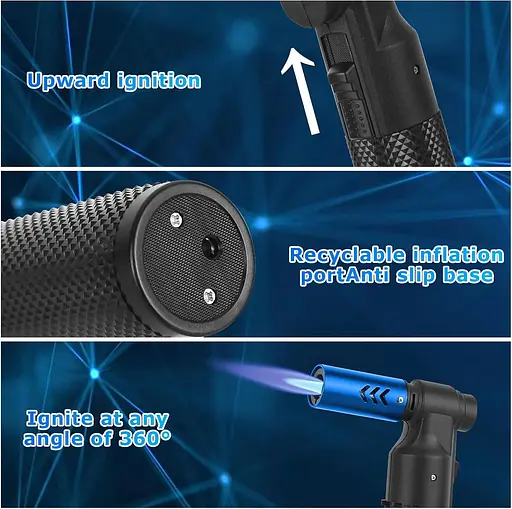 TDMJ® Кухонная паяльная горелка Бутановая факел Зажигалка Big Jet Flame Многоразовый портативный бутановый факел - фото 5