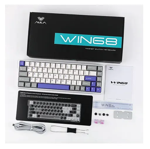 Клавиатура игровая механическая AULA WIN-68 HE Max White-Blue Magnetic switch ENG/UKR - фото 5