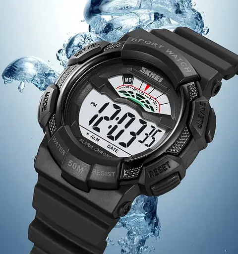 Чоловічий спортивний годинник Skmei 2153 (Чорний з білим циферблатом) - фото 3