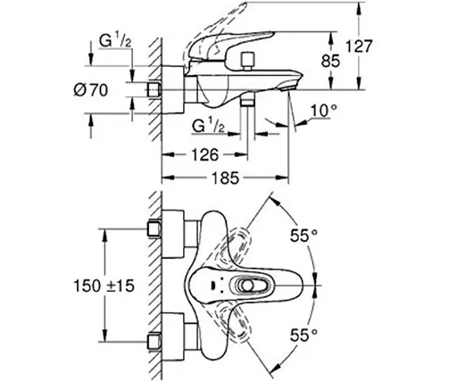 Змішувач для ванни Grohe Eurostyle 33591003 Хром - фото 2