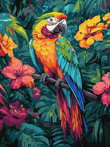 Набор для росписи по номерам Тропическая птица, Ideyka, 30x40 см, КНО6675