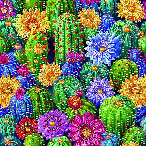 Алмазная мозаика Цветочные кактусы Brushme BH014 неполная выкладка 25х25 см - фото 1