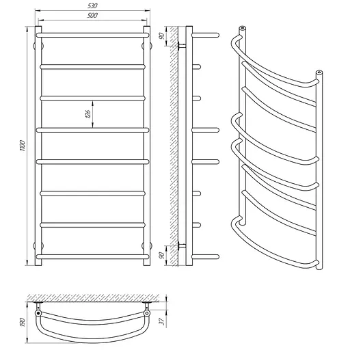 Водяна рушникосушка Laris Єврофлеш П8 500x1100 74100018, Хром - фото 4