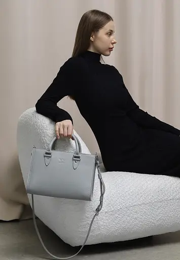 Жіноча шкіряна сумка Fancy сірий краст - фото 8