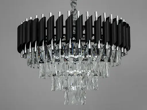 Стильная современная хрустальная люстра на 9 ламп, черный+хром - фото 2